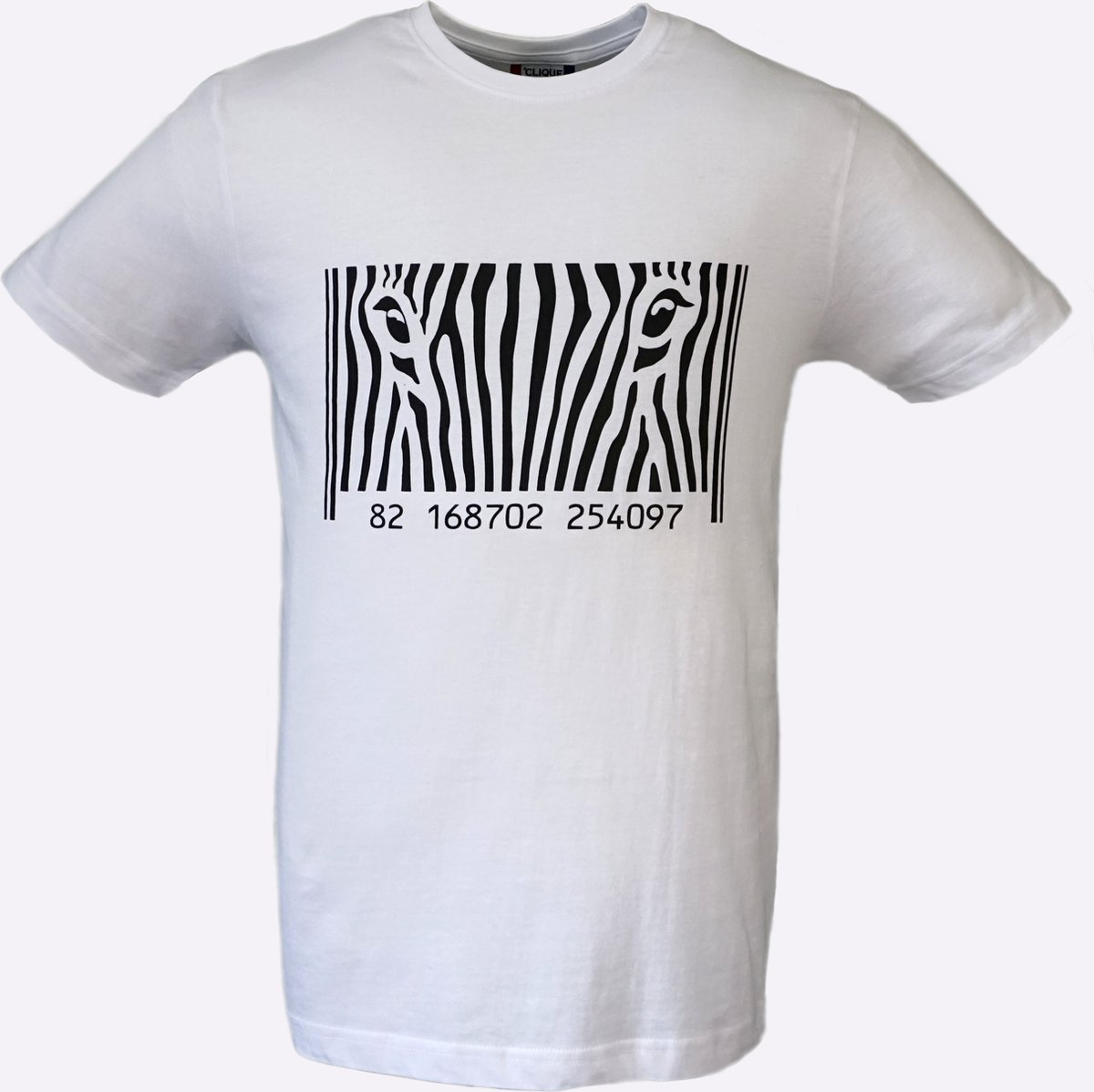 T-shirt heren wit met print zebra maat XL