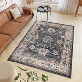 Tapiso Colorado Vloerkleed Zwart Beige Modern Gebloemd Tapijt Maat- 140x200