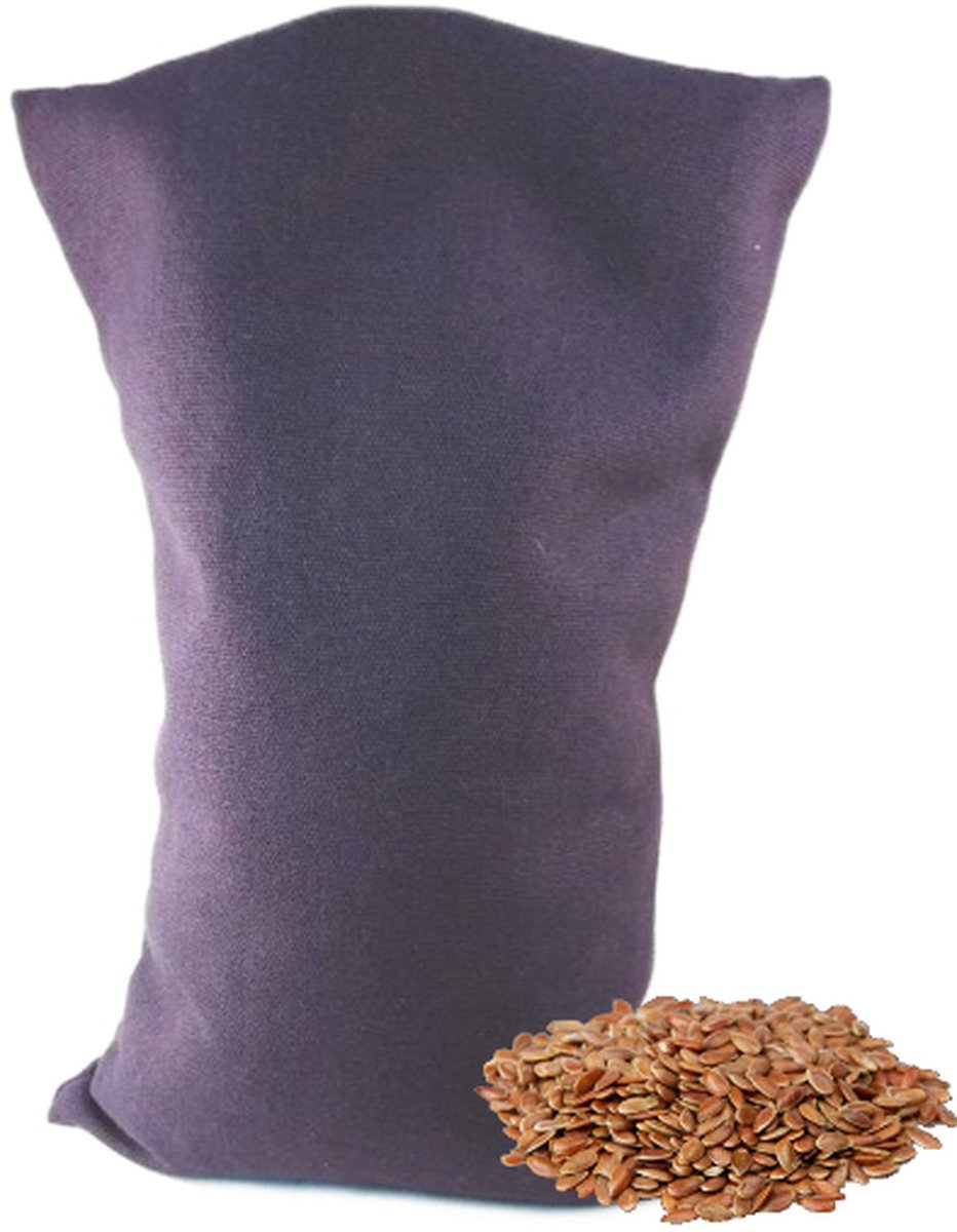 Goedkoopste Ecologisch Lijnzaadkussen 30 x 20 cm (Donker paars), voor soepele spieren en ontspanning - Aubergine - wasbaar hoesje