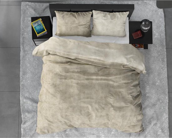 Sleeptime Flanel Twin Washed Cotton Dekbedovertrek - Eenpersoons - 140 x 200/220 + 1 kussensloop 60x70 - Taupe