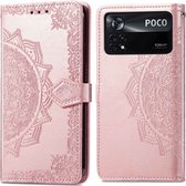 iMoshion Hoesje Geschikt voor Xiaomi Poco X4 Pro 5G Hoesje Met Pasjeshouder - iMoshion Mandala Bookcase - Rosé Goud