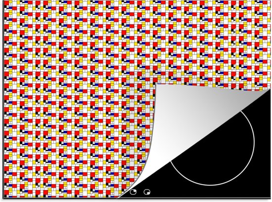 KitchenYeah® Inductie beschermer 70x52 cm - Vormen - Neoplasticisme - Kunst - Patronen - Mondriaan - Kookplaataccessoires - Afdekplaat voor kookplaat - Inductiebeschermer - Inductiemat - Inductieplaat mat