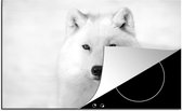 KitchenYeah® Inductie beschermer 76x51.5 cm - Portret van een wolf - zwart wit - Kookplaataccessoires - Afdekplaat voor kookplaat - Inductiebeschermer - Inductiemat - Inductieplaat mat