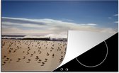 KitchenYeah® Inductie beschermer 80x52 cm - Bonte strandlopers op de kust - Kookplaataccessoires - Afdekplaat voor kookplaat - Inductiebeschermer - Inductiemat - Inductieplaat mat