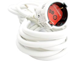 B-Tech Verlengsnoer/verlengkabel - voor ronde stekkers - wit - 500 cm - Elektra kabels
