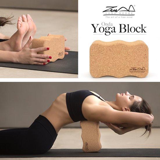 CKB Yoga Block Cork - Onda / Wavy - Joga - 23 x 15 x 7,5cm - Antibacterieel