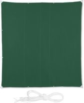 Relaxdays schaduwdoek - vierkant - polyester - zonnezeil - ophangogen - tuindoek - groen - 4 x 4 m