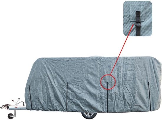 ProPlus Caravanhoes - 4-laags SFS-stof - Waterdicht en ademend - 427-518 cm - Grijs