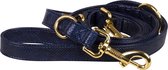 DOGA Hondenriem - Uitlaatriem - Royal Blue - Blauw -  Goud - Verstelbare riem - Lange lijn - Vegan leer - 200 cm - maat ML - bijpassende halsband en dispenser mogelijk
