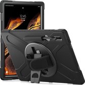 Hoes Geschikt voor Samsung Galaxy Tab S8 Ultra - Hybrid Case met Band Tablethoes - Zwart