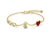 Malinsi Armband Dames 5 Hartjes - Goudkleurig - Armbandje 17+4cm - Liefde Cadeau voor haar - Sieraden Armbandjes - Moederdag cadeautje - Vrouw - vriendschapsarmbandjes