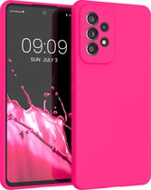 kwmobile telefoonhoesje geschikt voor Samsung Galaxy A53 5G - Hoesje met siliconen coating - Smartphone case in neon roze