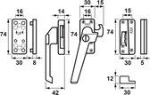 Axa Raamsluiting met nok cilindersluiting links opbouw F1 mat 3319-61-11/GE