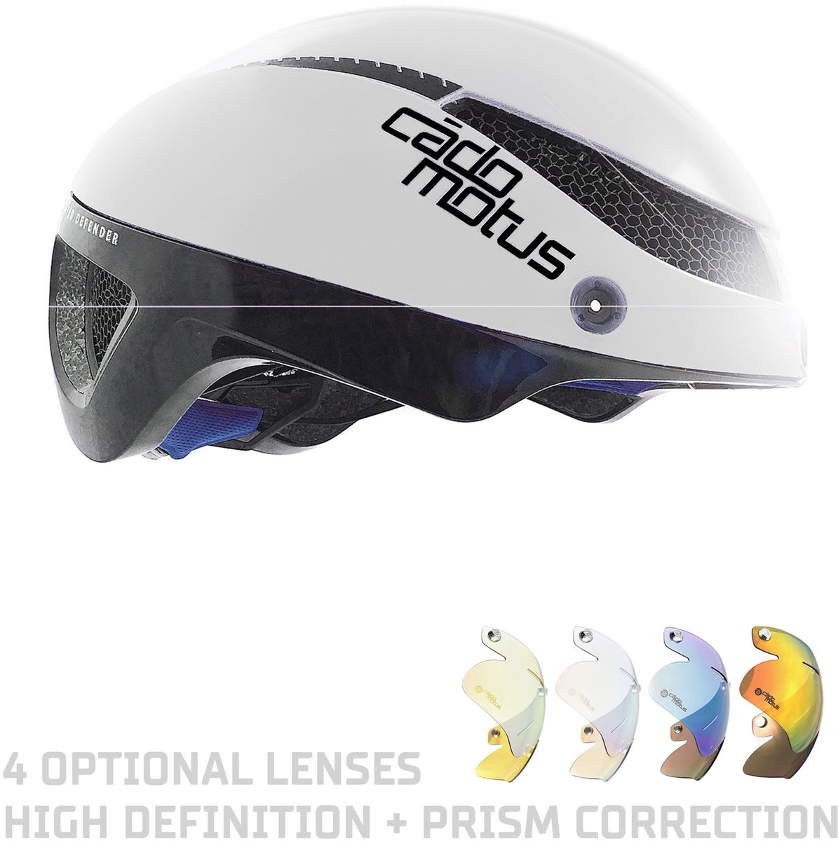 CADOMOTUS Omega Aero Helm | Professionele Aerodynamische Helm | Schaatshelm | Fietshelm | Triathlonhelm | Ultra Licht & Lage weerstand | Voor Volwassenen | Maat S (50 - 55 cm) Wit | Vizier Optioneel