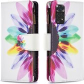 Xiaomi Redmi Note 11 / Note 11s - Portemonnee met rits - book-case hoesje - ruimte voor 9 pasjes - wit bloemen