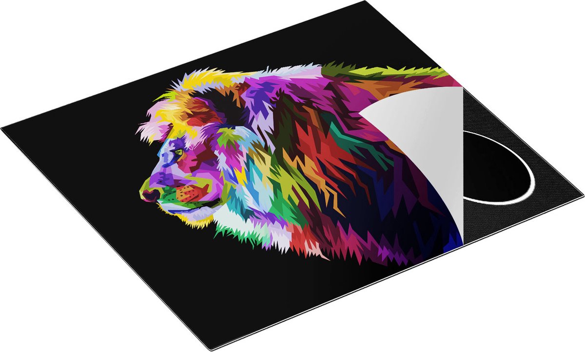 Chefcare Inductie Beschermer Gekleurde Leeuw - Abstract - Kleur - 57,6x51,6 cm - Afdekplaat Inductie - Kookplaat Beschermer - Inductie Mat