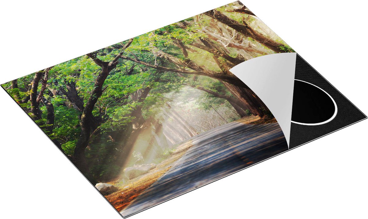 Chefcare Inductie Beschermer Weg Omringd met Bomen - 65x50 cm - Afdekplaat Inductie - Kookplaat Beschermer - Inductie Mat