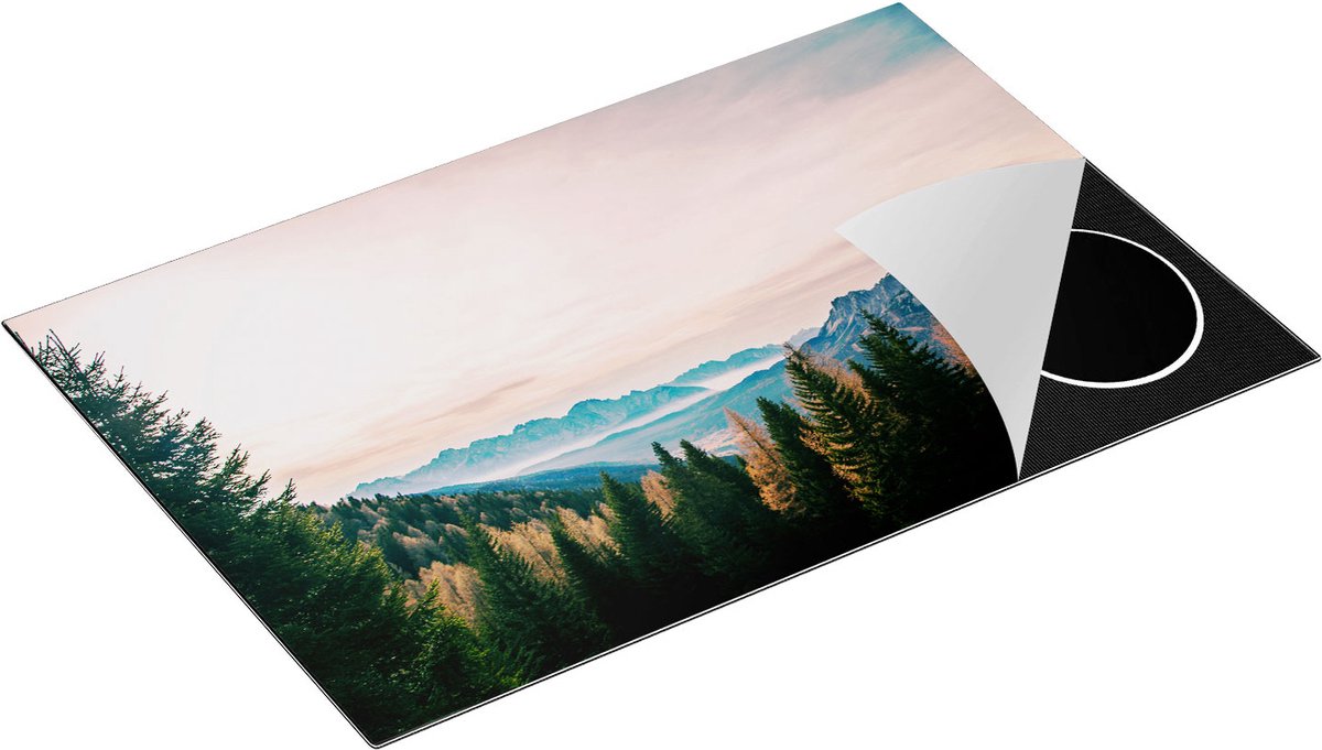 Chefcare Inductie Beschermer Bos met Bomen bij Bergen Landschap - 83x51,5 cm - Afdekplaat Inductie - Kookplaat Beschermer - Inductie Mat