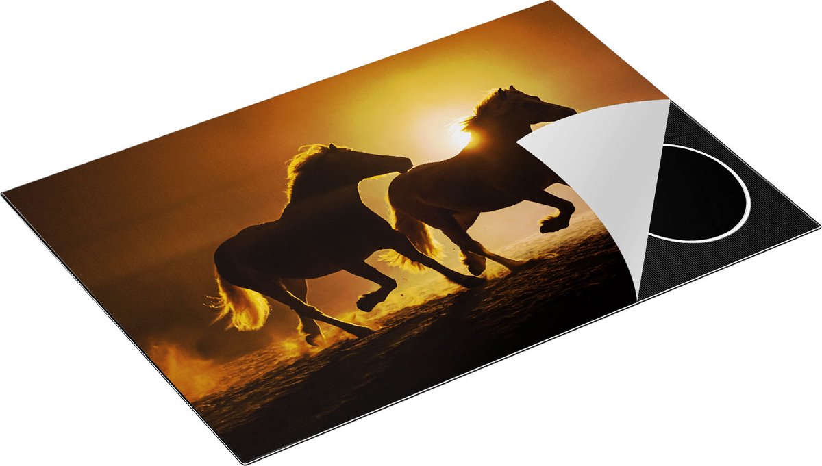 Chefcare Inductie Beschermer Silhouet van Twee Paarden - 75x50 cm - Afdekplaat Inductie - Kookplaat Beschermer - Inductie Mat