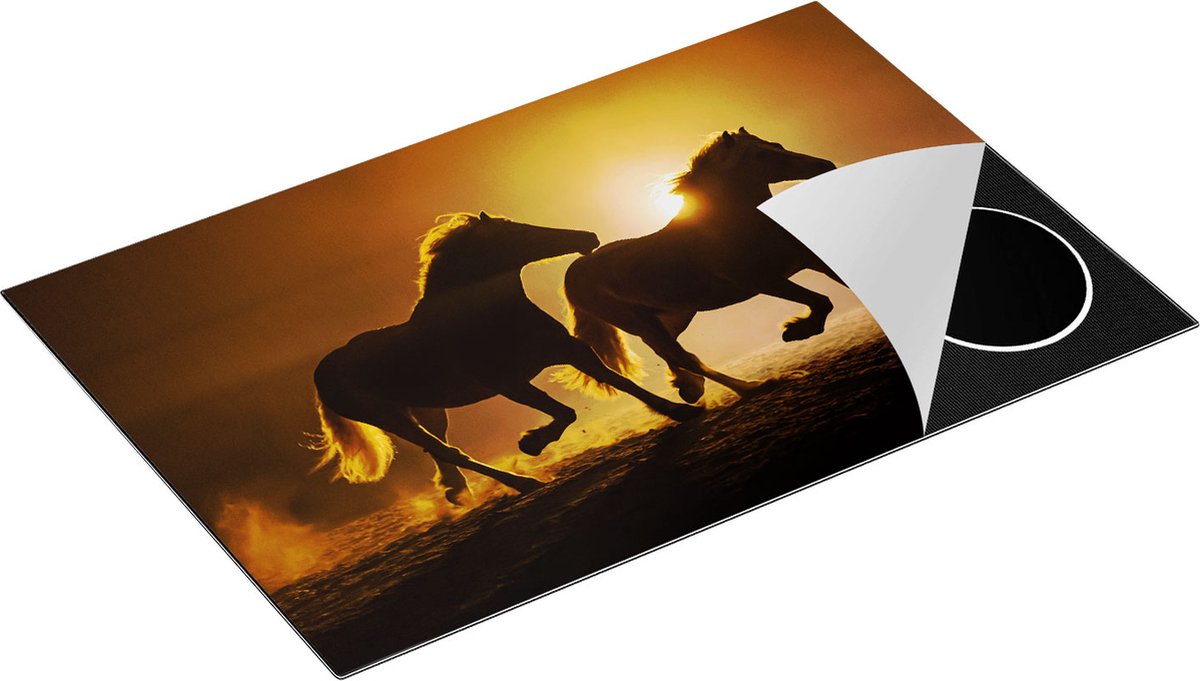 Chefcare Inductie Beschermer Silhouet van Twee Paarden - 80x50 cm - Afdekplaat Inductie - Kookplaat Beschermer - Inductie Mat