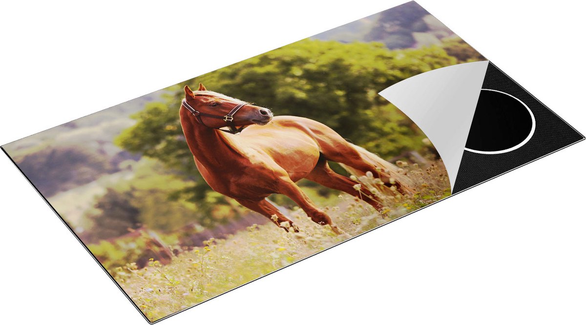 Chefcare Inductie Beschermer Bruin Paard in de Wei - 91,2x52 cm - Afdekplaat Inductie - Kookplaat Beschermer - Inductie Mat