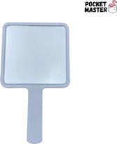 PocketMaster® Make-Up Spiegel / Handspiegel met Handvat - Wit - Klein - Compact - Handzaam - 8,0 X 8,0 cm Spiegeloppervlak