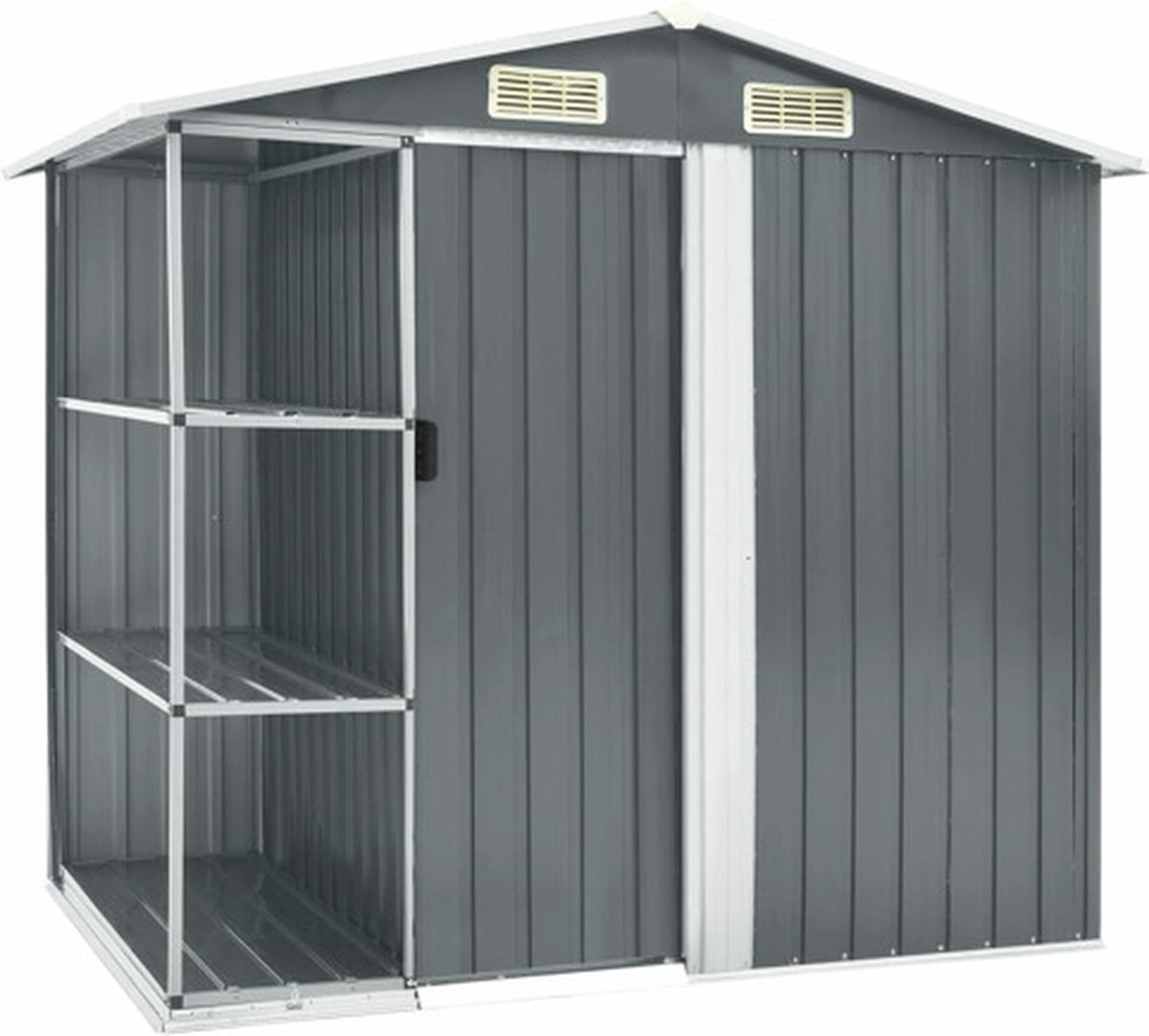 Vidaxl Tuinschuur Met Rek 205x130x183 Cm Ijzer Grijs