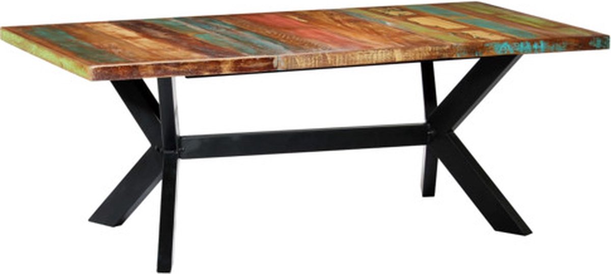 vidaXL Eettafel - 200x100x75 - cm - massief - gerecycled - hout Multikleur