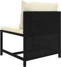 Module d'angle noire de salon avec coussin, assise et dossier beiges, vue latérale.