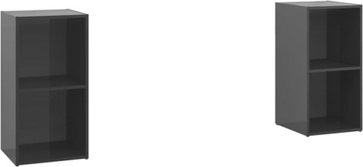vidaXL - Tv-meubelen - 2 - st - 72x35x36,5 - cm - bewerkt - houthoogglans - grijs
