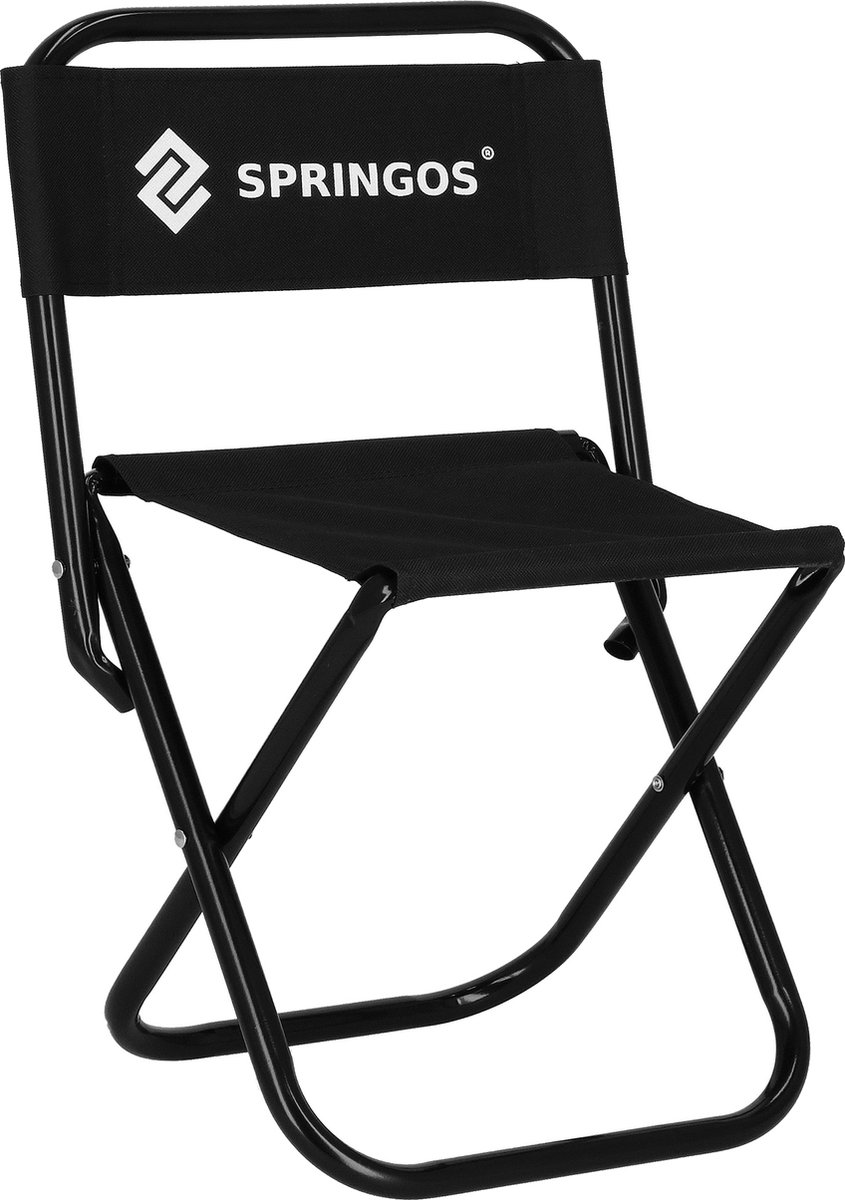 Springos Campingstoel | Kampeerstoel | Vouwstoel | Klapstoel | Zwart