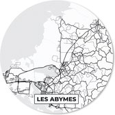 Muismat - Mousepad - Rond - Kaart - Frankrijk - Stadskaart - Plattegrond - Les Abymes - Zwart wit - 20x20 cm - Ronde muismat