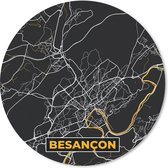 Muismat - Mousepad - Rond - Stadskaart – Plattegrond – Besançon - Kaart – Frankrijk - 40x40 cm - Ronde muismat