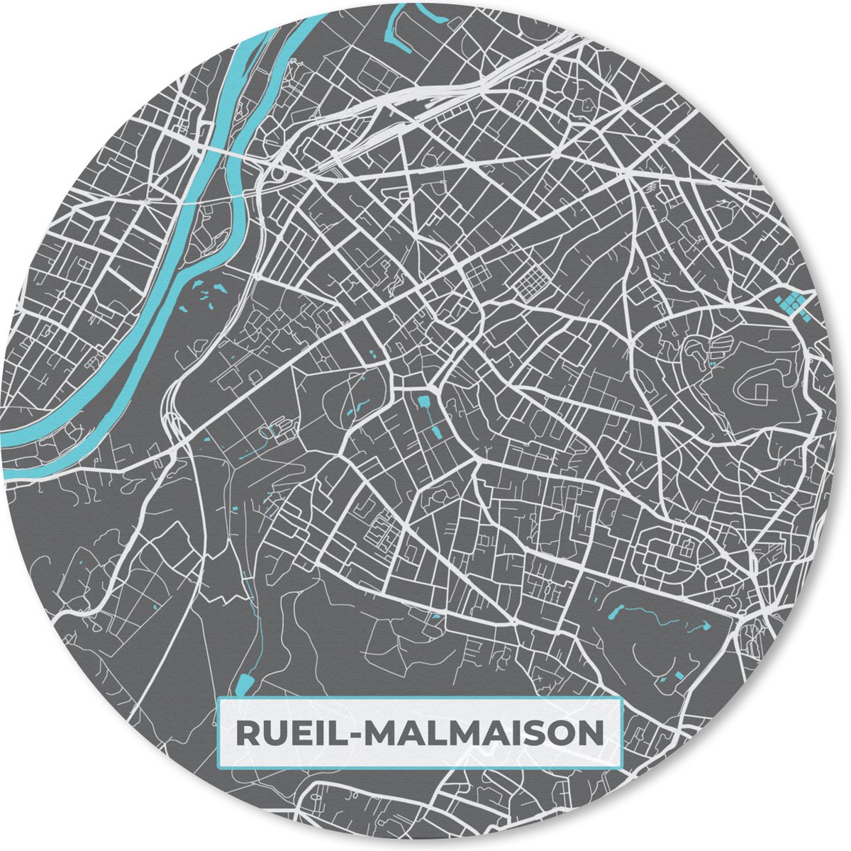 Muismat - Mousepad - Rond - Stadskaart – Frankrijk – Kaart – Rueil-Mamaison – Plattegrond - 30x30 cm - Ronde muismat