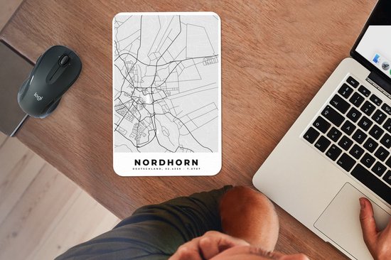 Muismat 18x27 cm - Mousepad Duitsland - Nordhorn - Kaart - Stadskaart - Plattegrond - Muismatten - Stadskaart