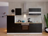 Goedkope keuken 270  cm - complete keuken met apparatuur Malia  - Wit/Zwart - soft close - elektrische kookplaat    - afzuigkap - oven    - spoelbak