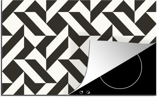 KitchenYeah® Inductie beschermer 83x51.5 cm - Zwart - Wit - Geometrische vormen - Patronen - Kookplaataccessoires - Afdekplaat voor kookplaat - Inductiebeschermer - Inductiemat - Inductieplaat mat