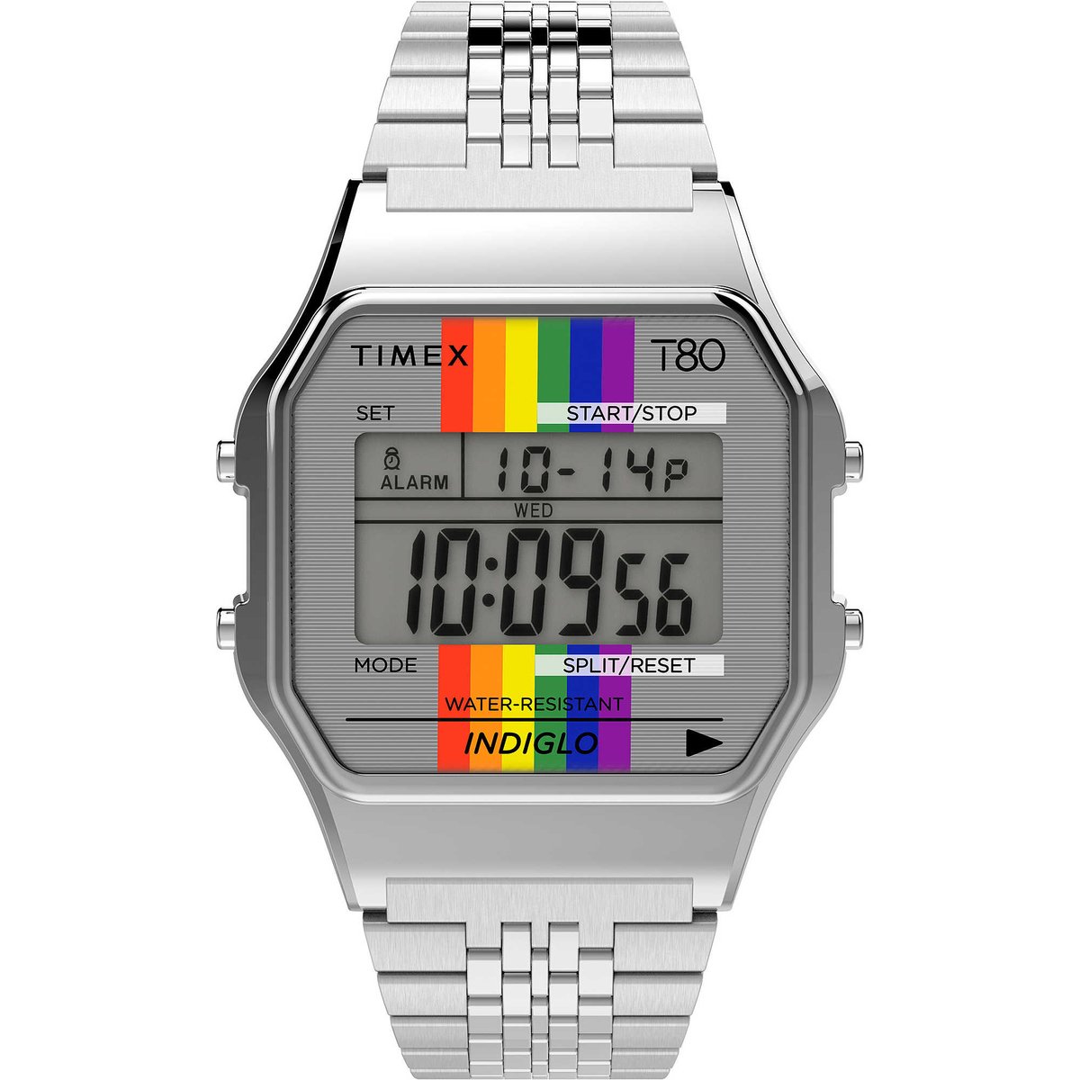 Timex T80 Pride TW2U70700 Horloge - Staal - Zilverkleurig - Ø 32.5 mm