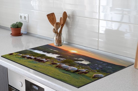 KitchenYeah® Inductie beschermer 81x52 cm - Zonsondergang in Normandië - Kookplaataccessoires - Afdekplaat voor kookplaat - Inductiebeschermer - Inductiemat - Inductieplaat mat