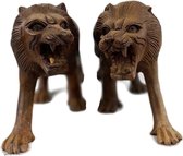 Handgemaakte houten leeuwen / Handgemaakt figuur / Houten beeld / Indonesisch beeld