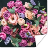Poster Bloemen - Pastel - Roze - 50x50 cm