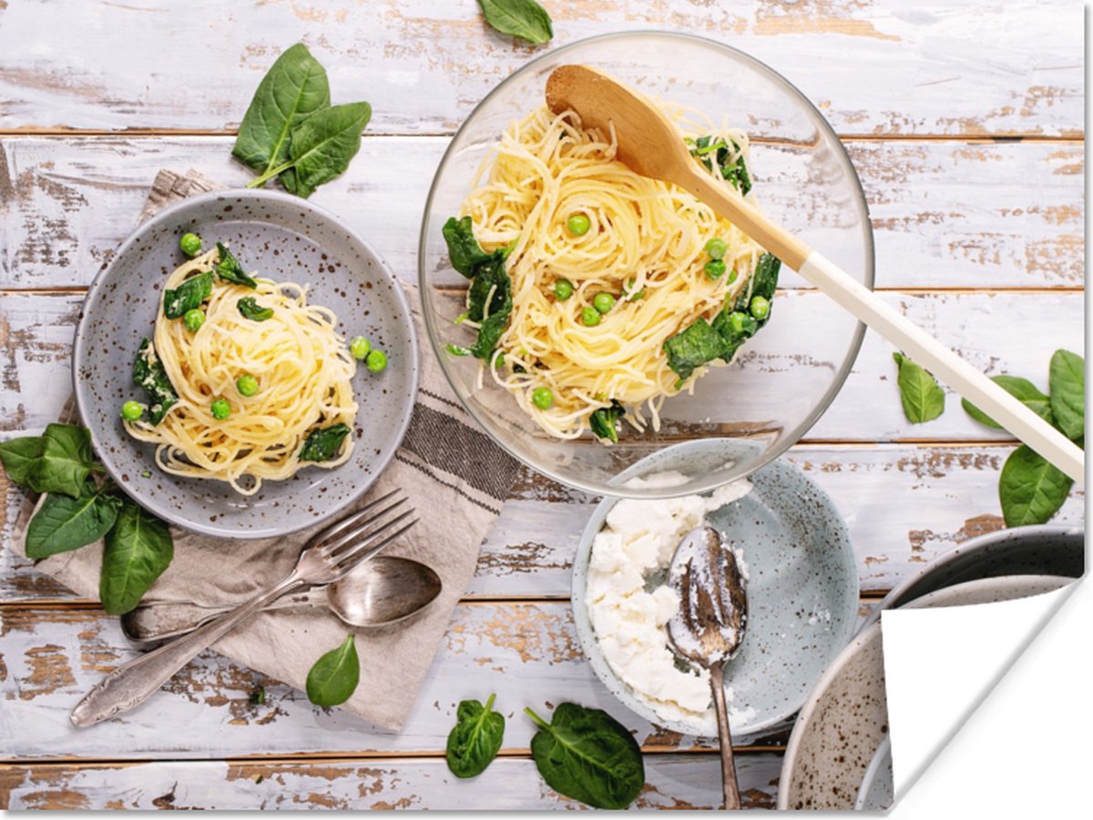 Poster Pasta - Basilicum - Koken - 120x90 cm