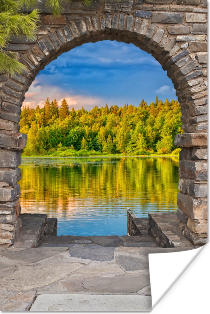 Poster Bomen - Bos - Water - Doorkijk - 80x120 cm