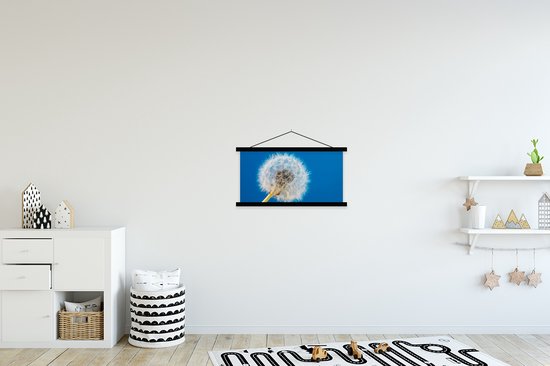 Posterhanger incl. Poster 60x30 cm - Schoolplaat - Paardenbloem - Bloem - Terras - Textielposter - Zwarte latten
