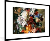 Fotolijst incl. Poster - Kunst - Oude meesters - Boeket bloemen in een urn - 90x60 cm - Posterlijst