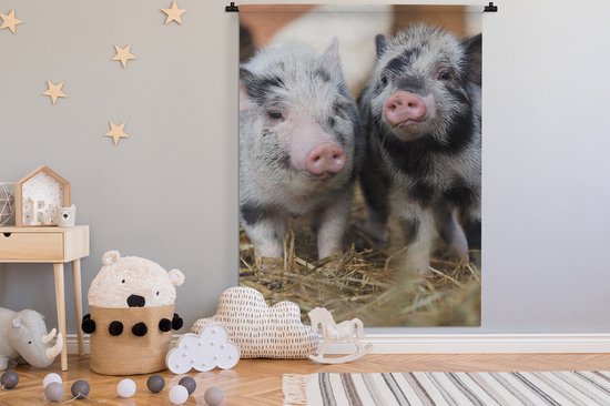 Wandkleed - Wanddoek - Varken - Dieren - Varkentje - 150x200 cm - Wandtapijt
