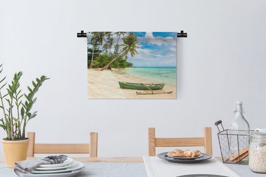 Tapisserie - Tapisserie - Plage - Canoë - Palmier - Tropical - 60x45 cm - Tapisserie