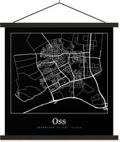 Porte-affiche avec affiche - Affiche scolaire - Oss - Carte - Plan de la ville - Carte - 40x40 cm - Lattes noires