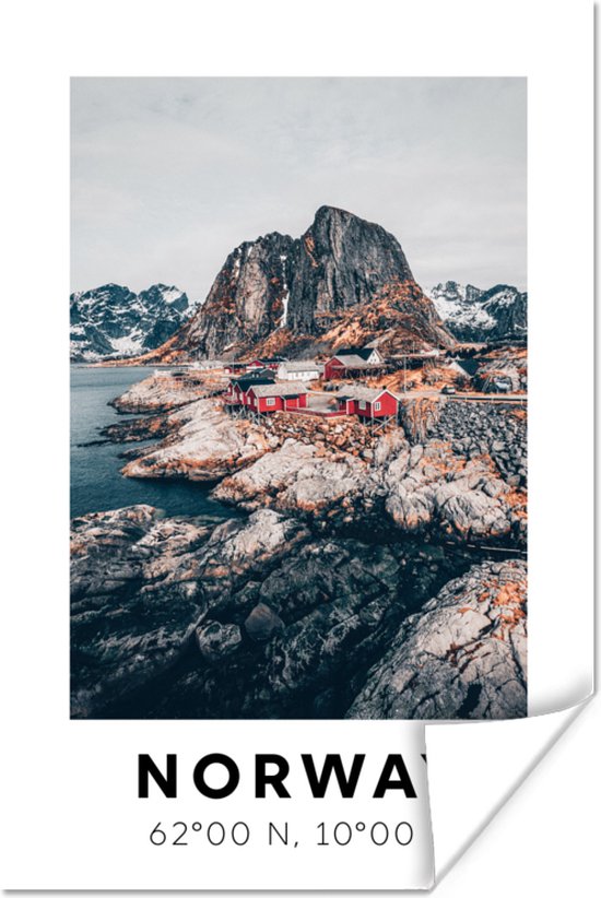 Poster Noorwegen - Bergen - Scandinavië - 20x30 cm