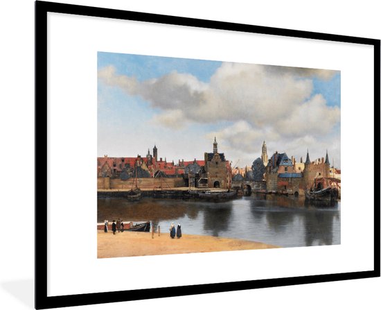 Cadre photo avec affiche - Vermeer - Ville - Maîtres anciens - Art - 120x80 cm - Cadre pour affiche